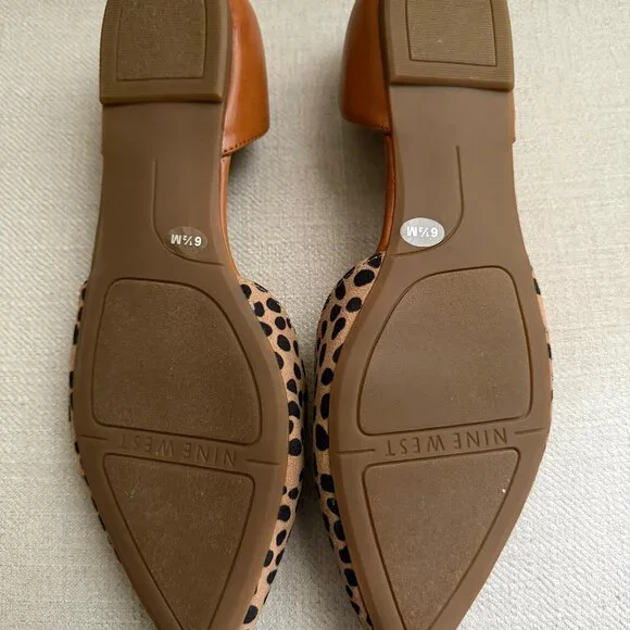 Nine West Tan Leopard Print D'Orsay Flats - Picture 3 of 6